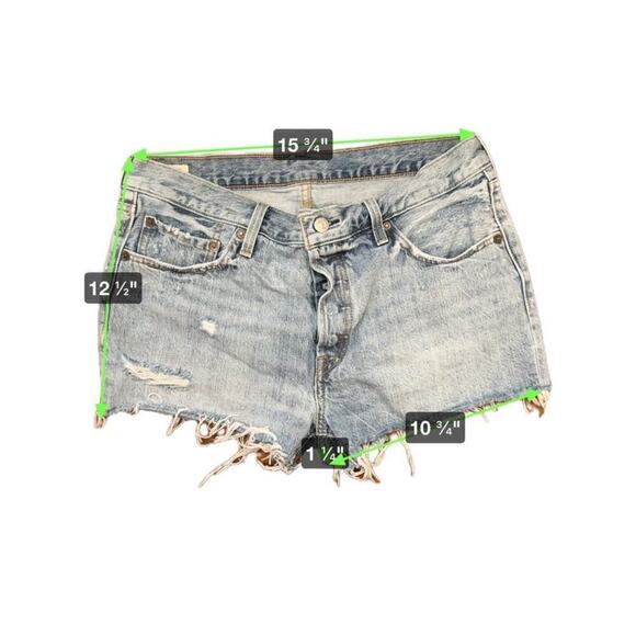 Levi's 501 Premium Jean Shorts Women's 32 Blue Button Fly Cut Off Denim - Picture 5 of 7
